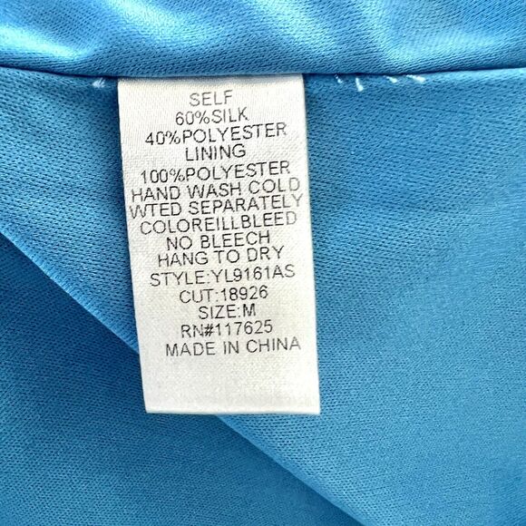 Altar’d State Sz Medium Baby Blue Floral Party Dress Ruffle Shoulder Sheer Lined - Picture 13 of 14